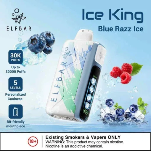 Elf Bar Ice King – Blue Razz Ice – 30K 30000 Puffs - Buy Authentic Vape in Bengaluru - Vape Shop Bengaluru