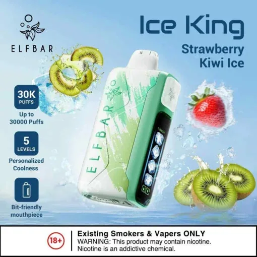 Elf Bar Ice King – Strawberry Kiwi Ice – 30K 30000 Puffs - Buy Authentic Vape in Bengaluru - Vape Shop Bengaluru