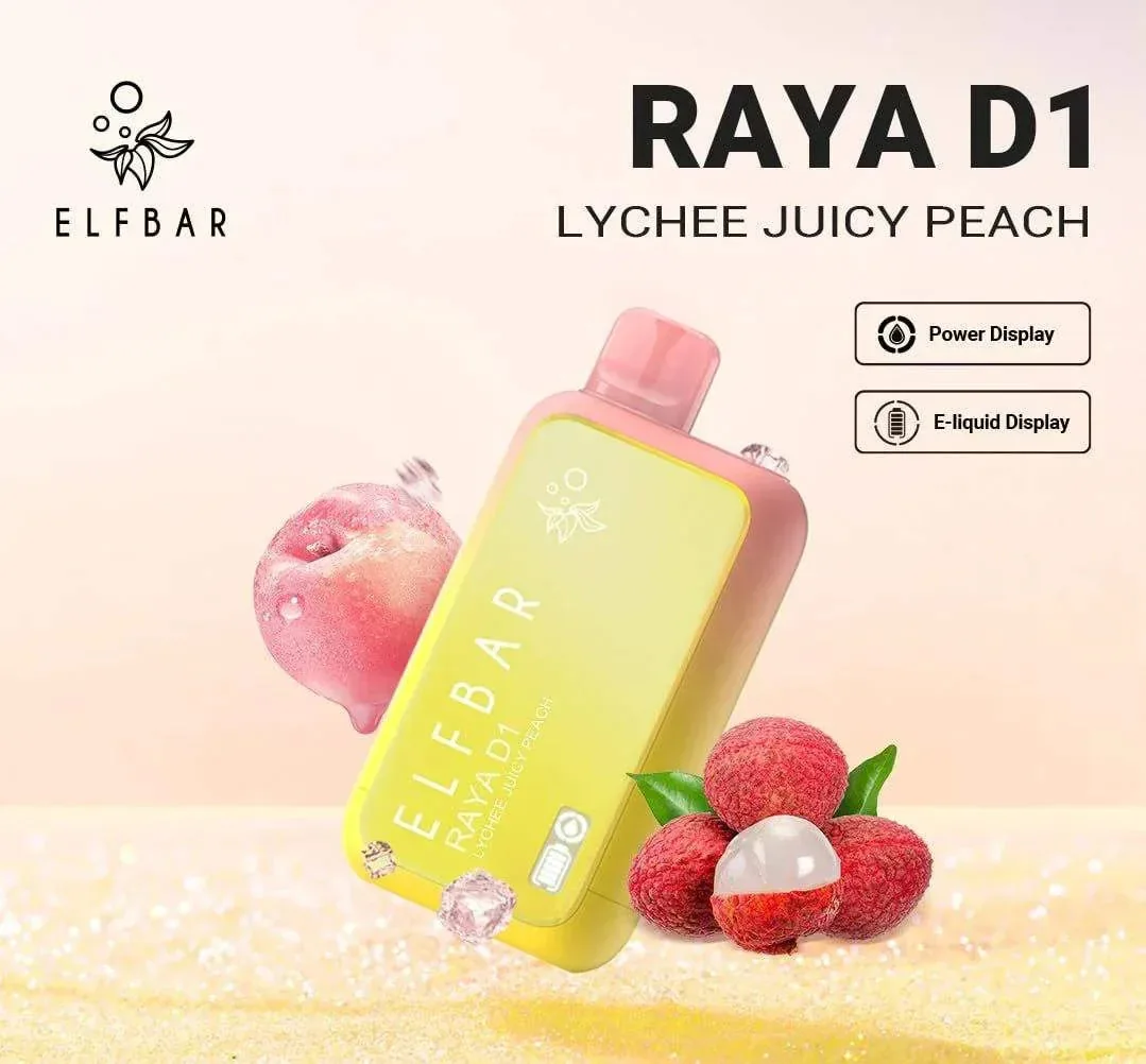 Elf Bar Raya D1 – Lychee Juicy Peach - Buy Authentic Vape in Bengaluru - Vape Shop Bengaluru