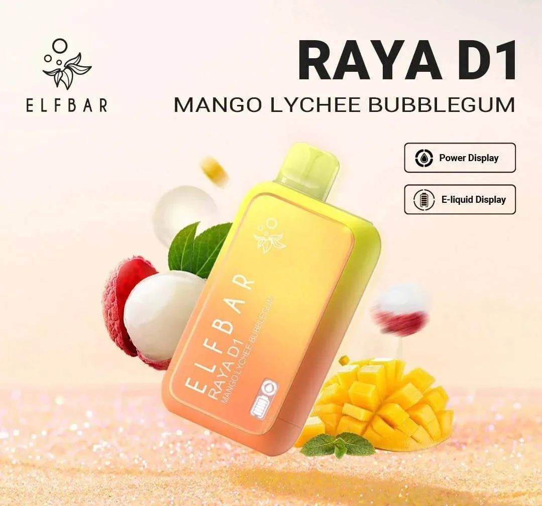 Elf Bar Raya D1 – Mango Lychee Bubblegum - Buy Authentic Vape in Bengaluru - Vape Shop Bengaluru