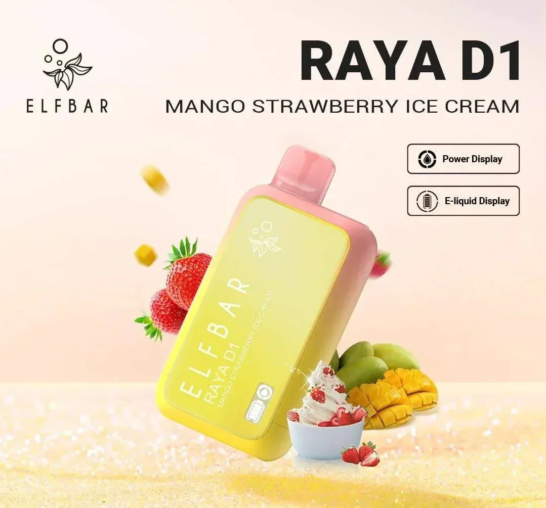 Elf Bar Raya D1 – Mango Strawberry Ice Cream - Buy Authentic Vape in Bengaluru - Vape Shop Bengaluru