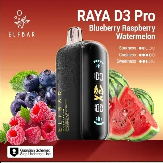 Elf Bar Raya D3 Pro 30K Blueberry Raspberry Watermelon 30000 Puffs - Buy Authentic Vape in Bengaluru - Vape Shop Bengaluru