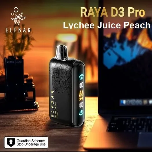 Elf Bar Raya D3 Pro 30K – Lychee Juicy Peach 30000 Puffs - Buy Authentic Vape in Bengaluru - Vape Shop Bengaluru