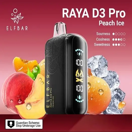 Elf Bar Raya D3 Pro -30k Peach Ice 30000 Puffs - Buy Authentic Vape in Bengaluru - Vape Shop Bengaluru